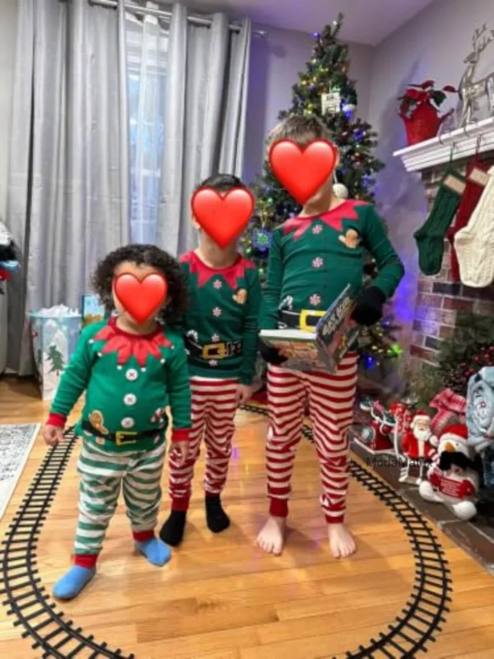 100% Cotton Kids Christmas Pajama Set Long Sleeve Toddler Boys Girls Sleepwear